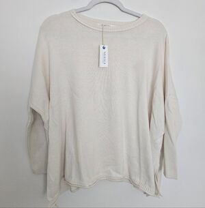 Mersea Catalina Cotton Crewneck Warm White Sweater NWT | P